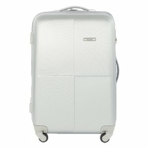 Пластиковый чемодан светло-серый